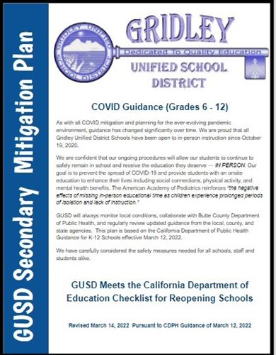 Thumbnail image of March 22 GUSD Secondary COVID Mitigation Plan (English) 